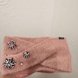 Victoria's Secret Blush Knit Headband with Crystal Embellishments
